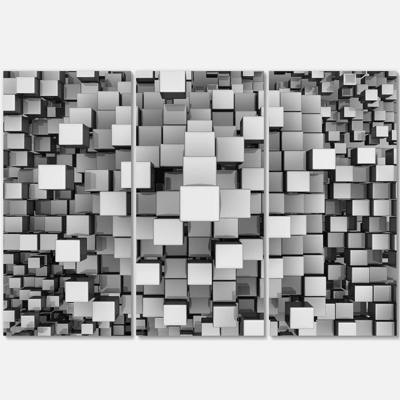 Designart - Black and Grey Cubes - Contemporary Canvas Art Print